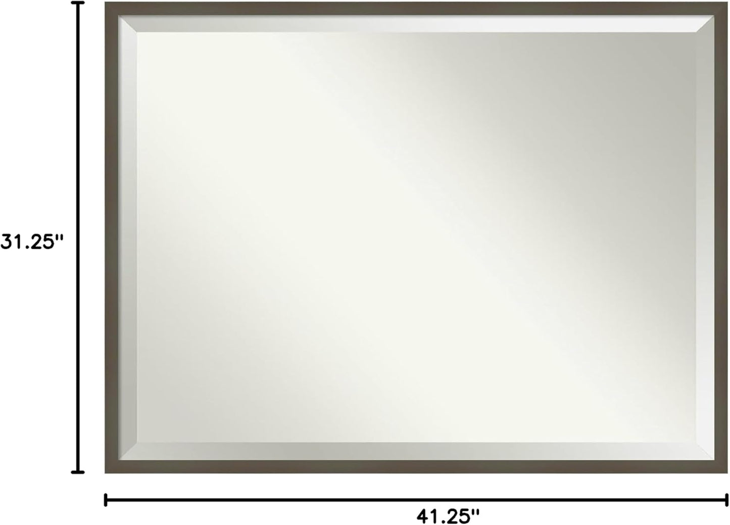 Amanti Art Grey Wall Mirror 31x41 Svelte Clay Grey Rectangle Bathroom Mirror for Wall Decor Living Room, X-Large Modern Wood Frame, Hangs Horizonally and Vertically, Bathroom Decor, Beveled Edge
