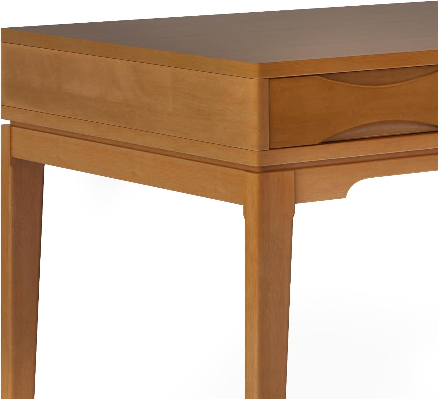 SIMPLIHOME Harper Desk - 60-Inch Wide Solid Hardwood Writing Desk in Light Golden Brown, Mid-Century Modern Home Office Computer Table for Study with 2 Drawers and Flip-Down Keyboard Tray