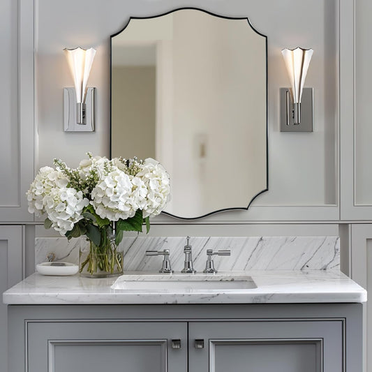ANDY STAR Brushed Nickel Mirror, 22x30 Inch Silver Bathroom Vanity Mirror, Anti-Rust Stainless Steel 1" Frame, Unique Rectangular Mirror Ideal for Bathroom, Powder Room