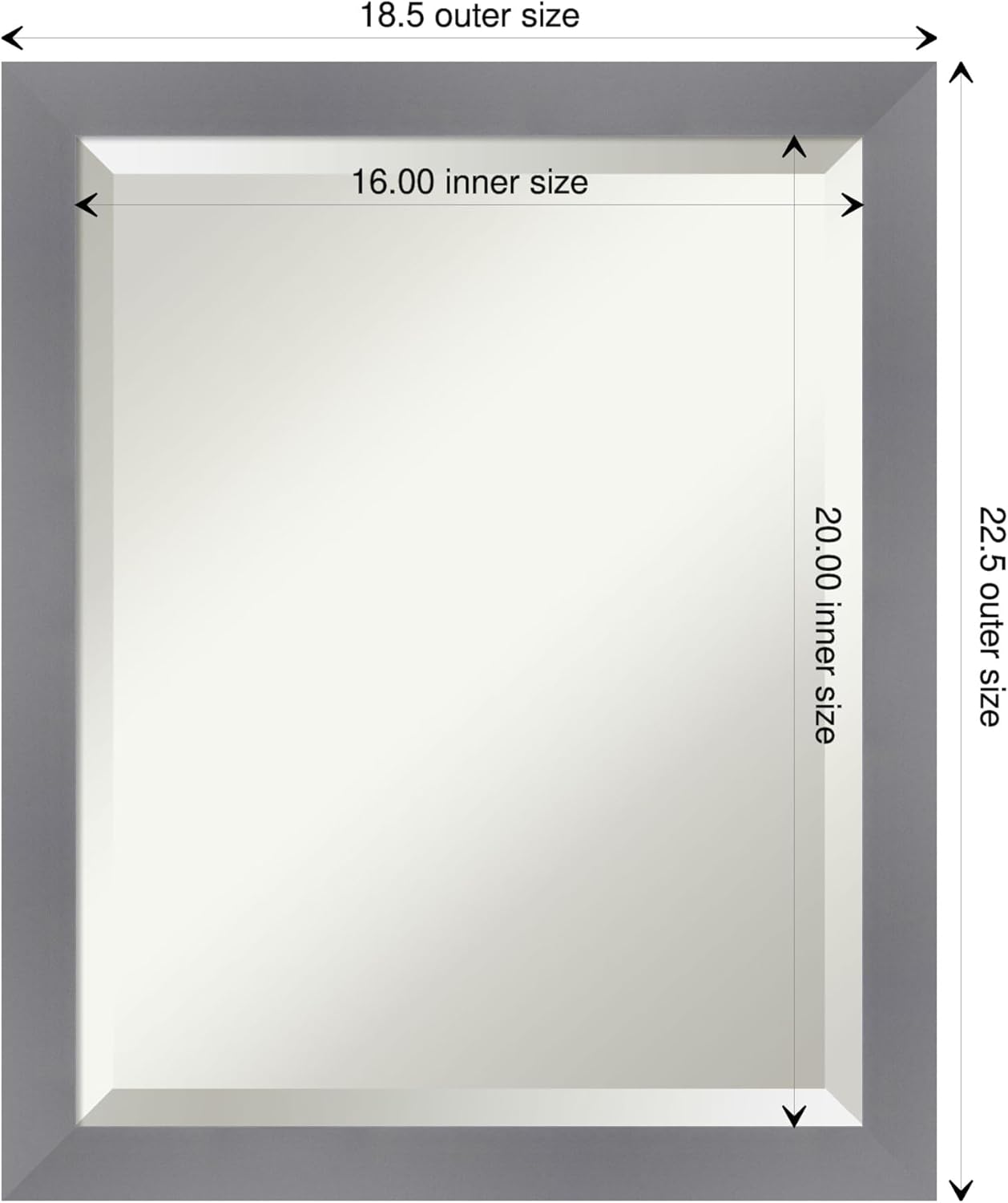 Amanti Art Grey Wall Mirror 23x19 Edwin Grey Rectangle Bathroom Mirror for Wall Decor Living Room, Small Casual Wood Frame, Hangs Horizonally and Vertically, Bathroom Decor, Beveled Edge from WI, USA