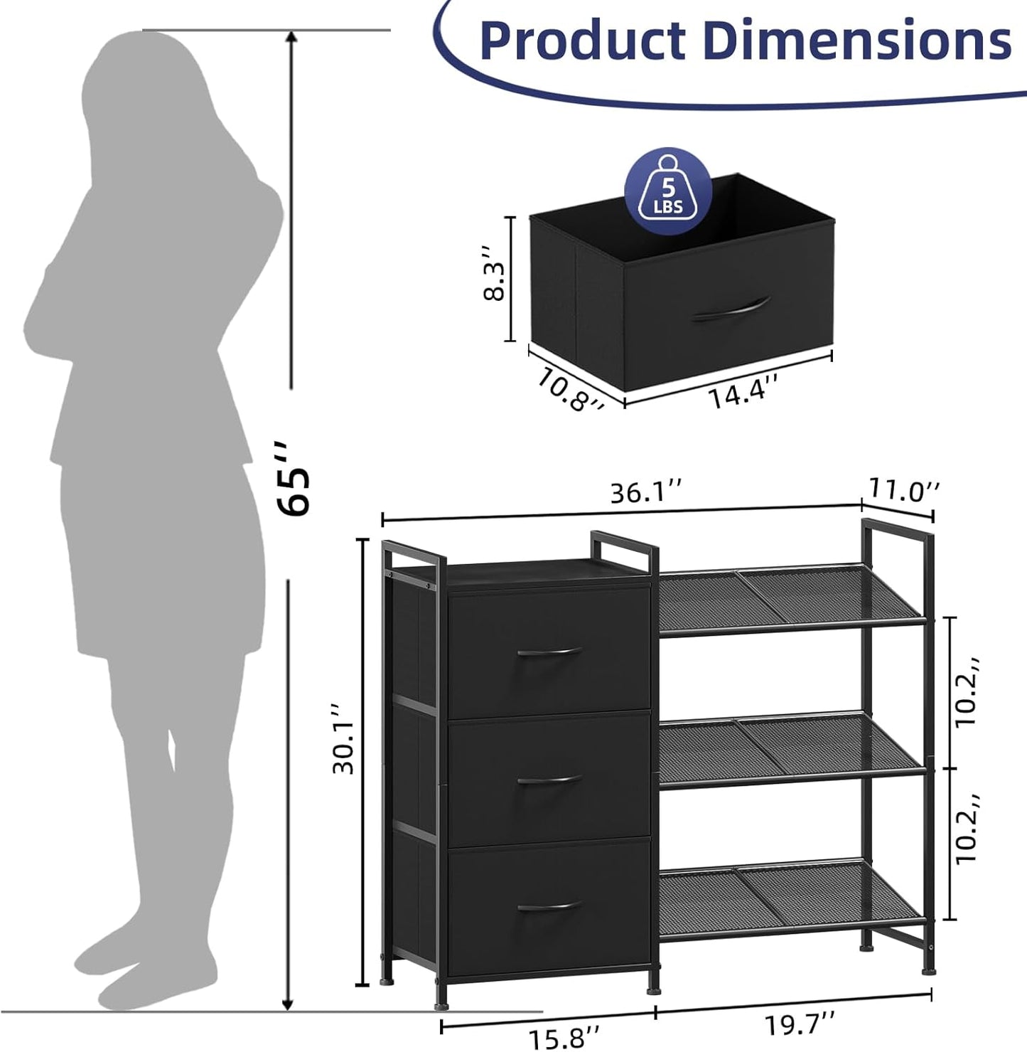Somdot Shoe Rack, 3 Tier Shoe Organizer with 3 Drawers, Metal Shoe Storage Shelf for 6-9 Pairs of Shoes, Narrow Shoe Rack for entryway, Black