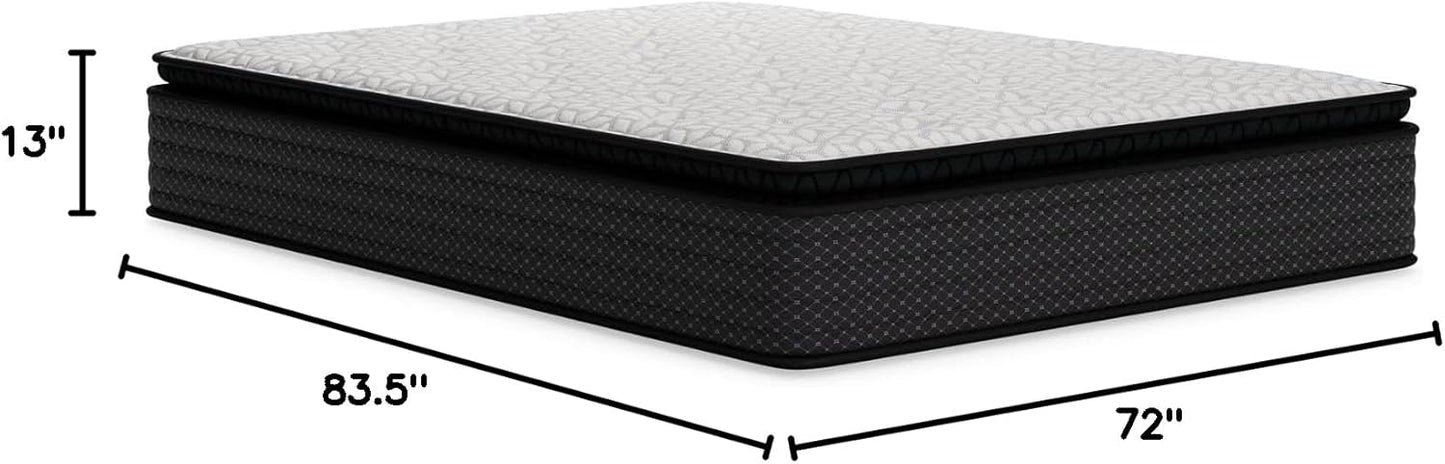 Signature Design by Ashley Limited Edition Pillow Top 13 " Pillow Top Hybrid Mattress with Gel Memory Foam and Edge Support for Cool Sleep and Pressure Relief, California King, Fiberglass Free