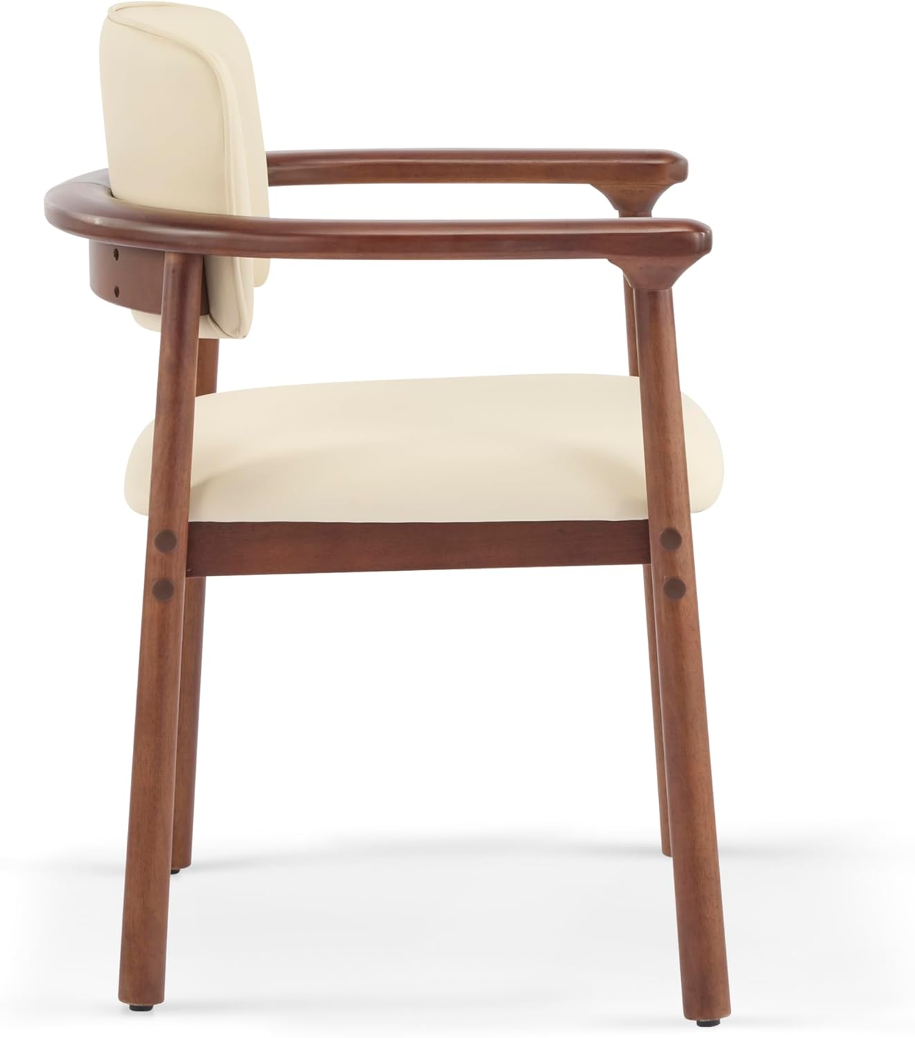 Merax Rubber Wood Dining Chairs Set of 2, Comfortable PU Foam Seat Armchairs for Living Room Dining Room, Bearing 300 lbs, Dark Walnut Color