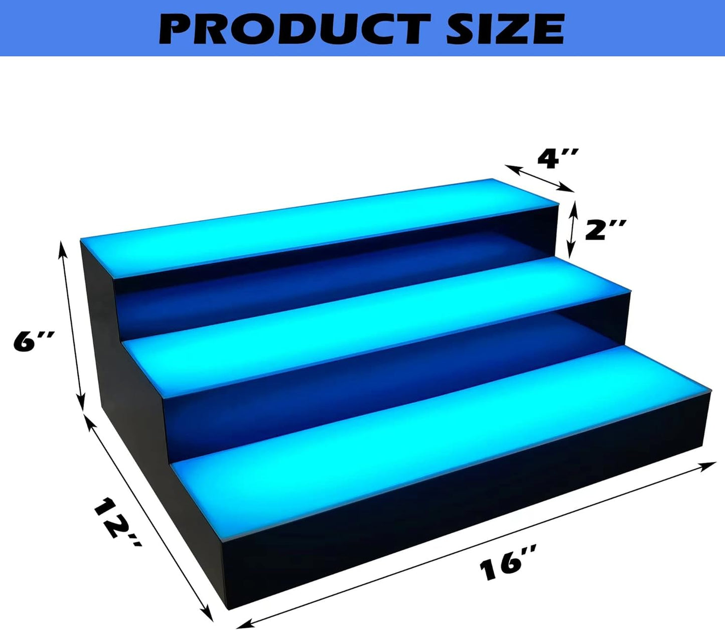 Royxen LED Lighted Liquor Bottle Shelf 3 Tier, 16 Inch Bar Shelf with Remote, Bottle Stand Multi-Color Lighting Modes for Bars