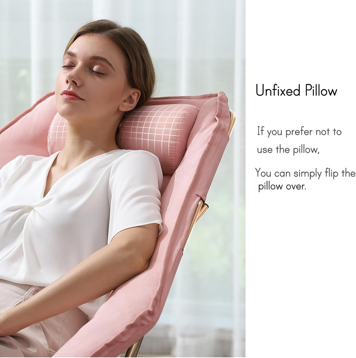 Hexagon Foldable Living Room Chair, Saucer Chair for Adults, Comfy Bedroom Lounge Chair, Moon Chair, Lazy Folding Chair for Dorm Rooms(Ottoman-Pink)