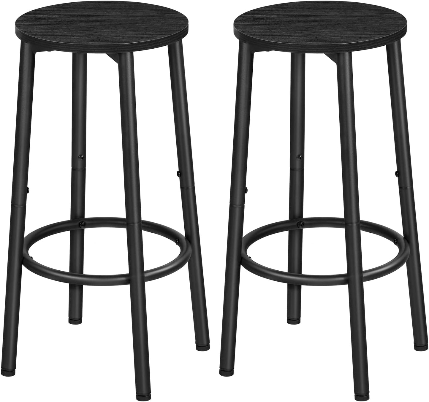 HOOBRO Bar Stool Set, Counter Height Stools with Footrest, Sturdy Steel Frame, for Dining Room, Kitchen Island, Party, Easy Assembly, Black BK03BY01N1