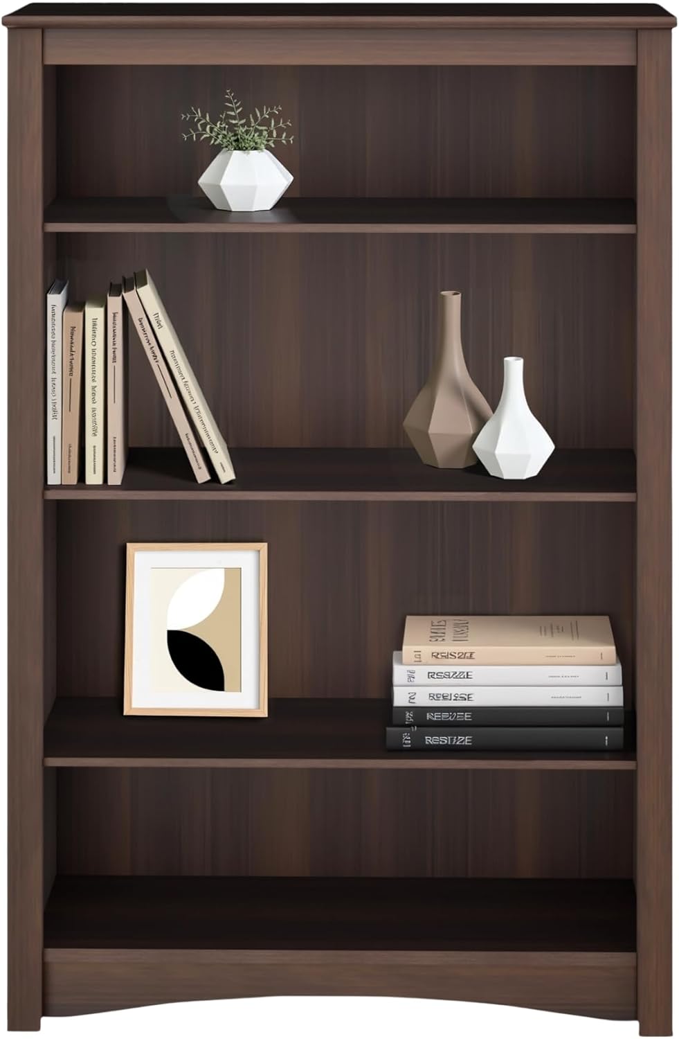 Prepac Sonoma 4-Tier Bookcase 48"H with 3 Adjustable Shelves, Espresso Storage Cabinet, Modern Display Cabinet, Bookshelf with Storage Shelves for Home Office, Living Room, Bedroom Organizer