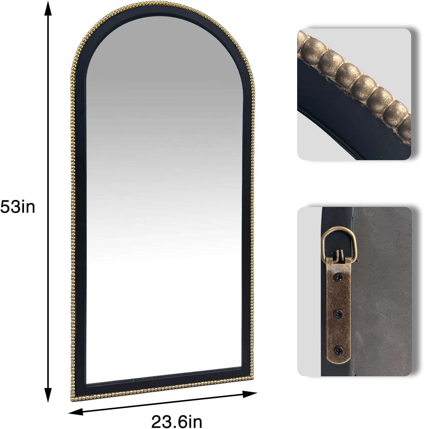 WAMIRRO Ornate Full Long Mirror, Arched Black Carved Morden Luxury Living Room Decorative Ornate Mirorrs for Entryway Firplace Mantel Hallway 24"X53"