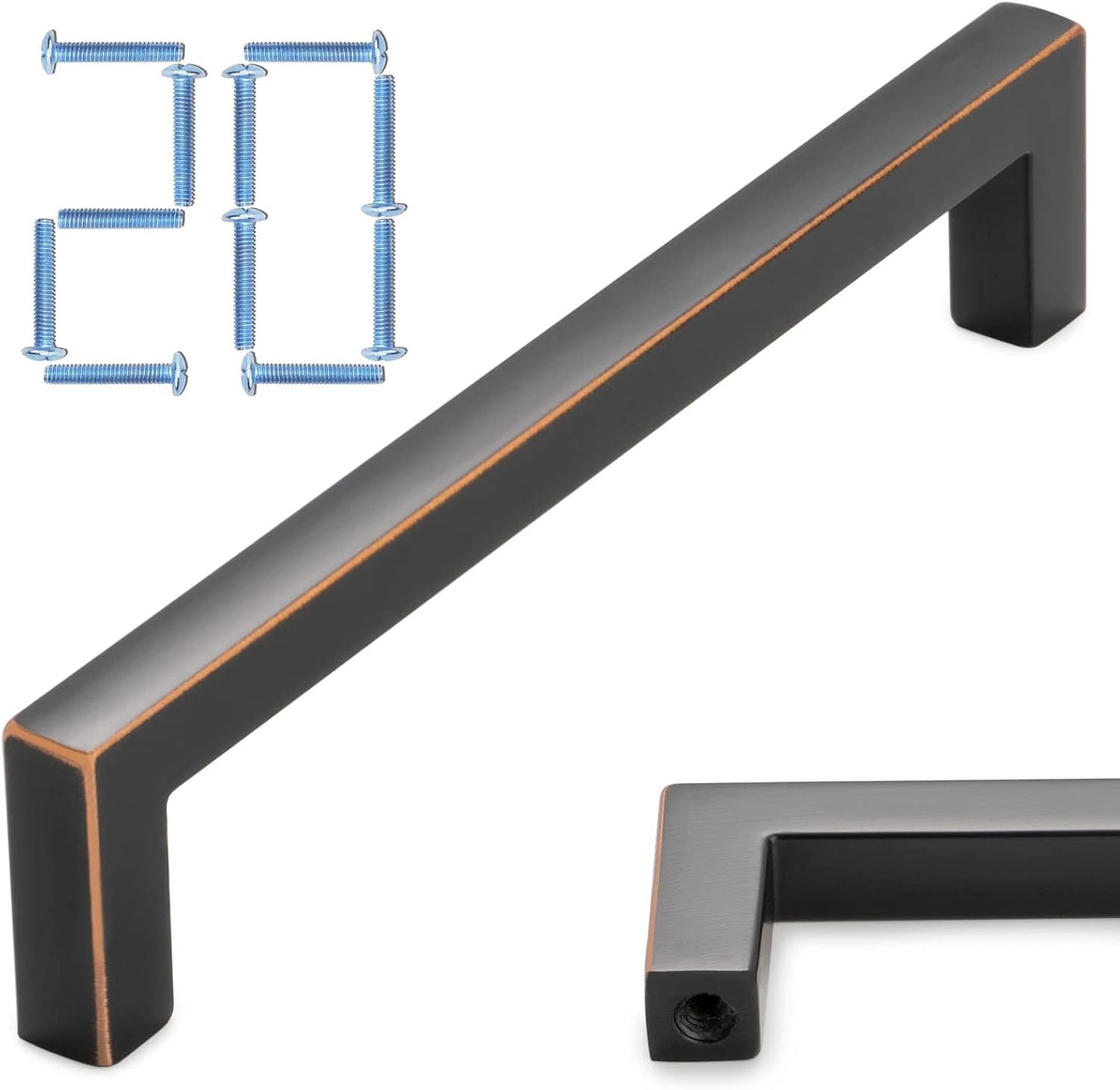 KOOFIZO Solid Square Bronze Kitchen Cabinet Handles Oil Rubbed Bronze Cabinet Pulls, 20 Pack 5 Inch Bronze Hardware for Kitchen Cabinets Drawers Dresser Cupboard Bedroom Bathroom
