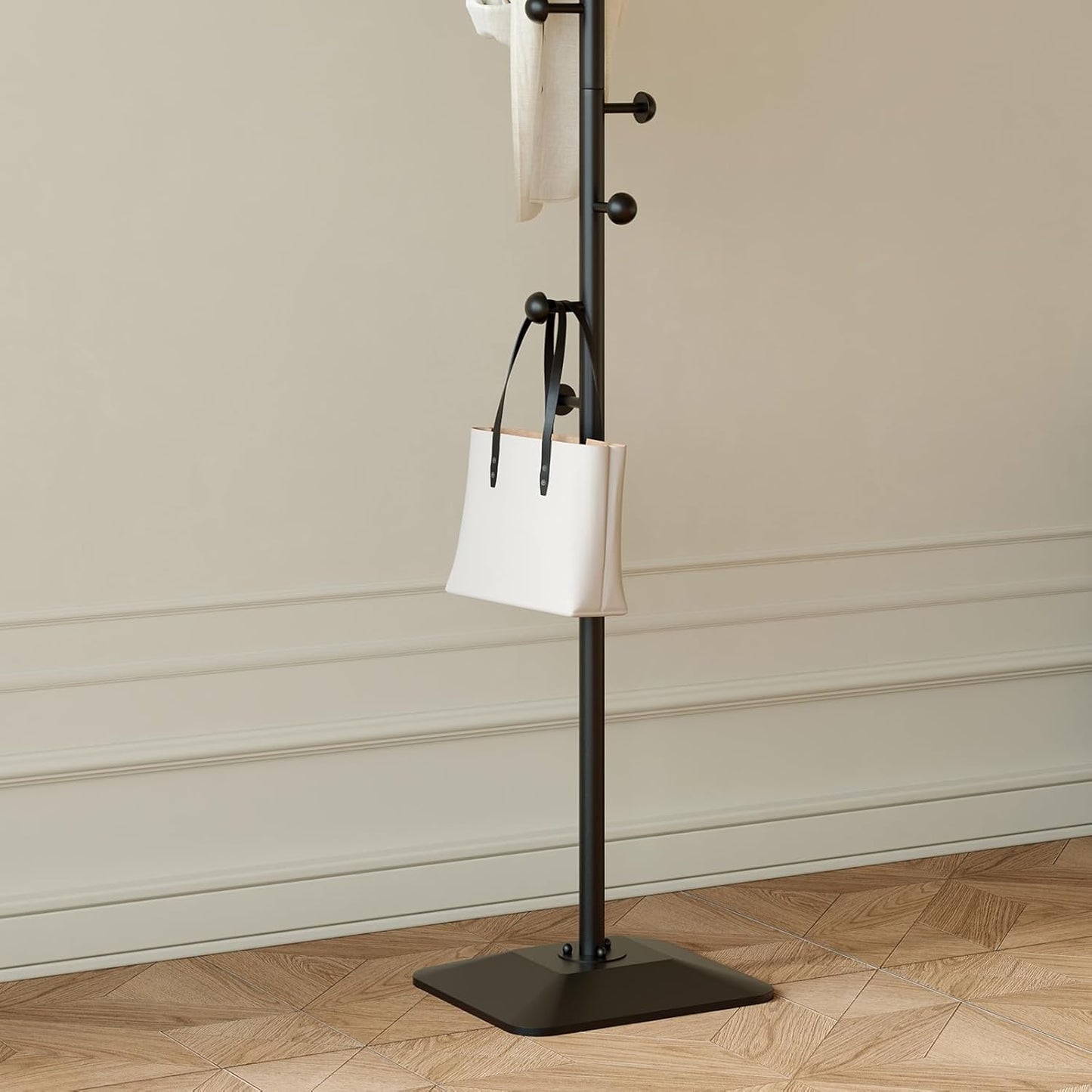 Coat rack,Metal coat hanger stand,Coat Tree freestanding Heavy duty with 8 Hooks and Cast iron base for coats,Hat,scarf,jacket,purse