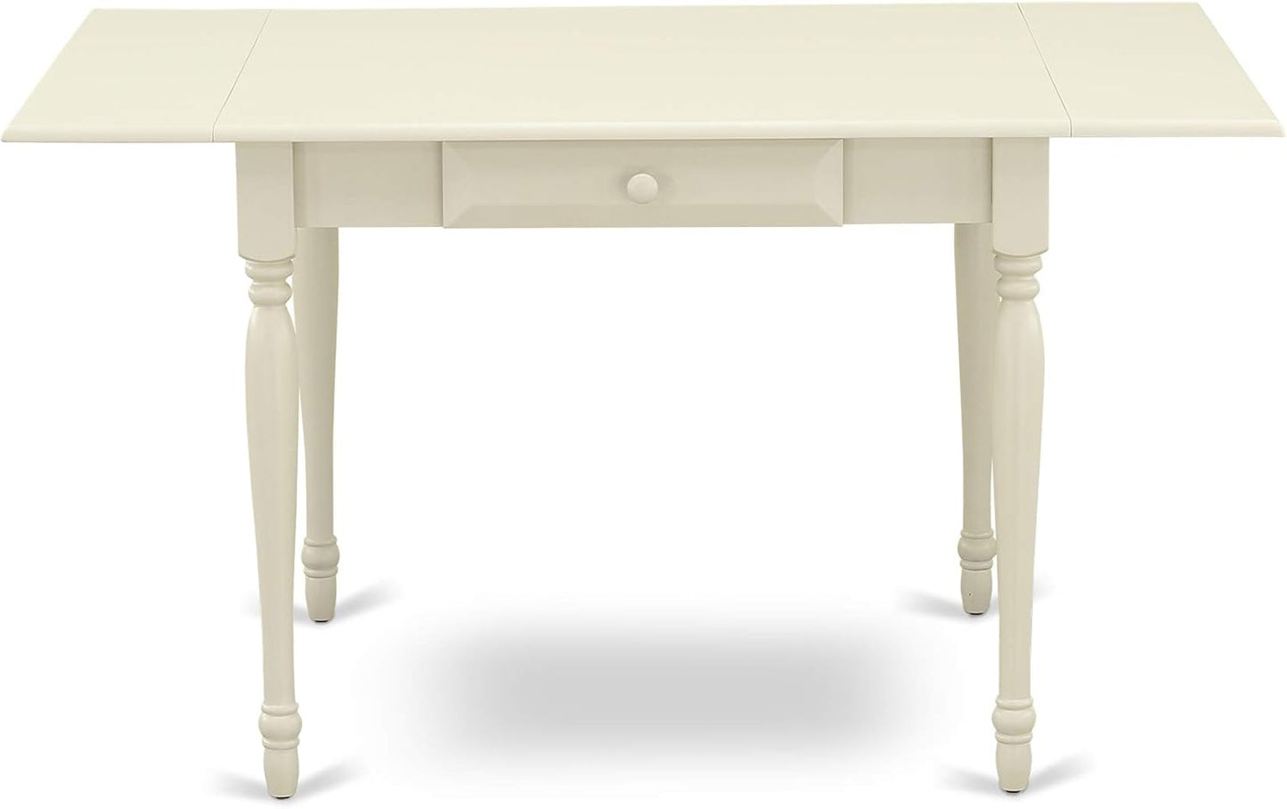 East West Furniture MZBA3-LWH-01 3 Piece Dining Room Table Set Contains a Rectangle Kitchen Table with Dropleaf and 2 Cream Linen Fabric Parson Dining Chairs, 36x54 Inch, Linen White