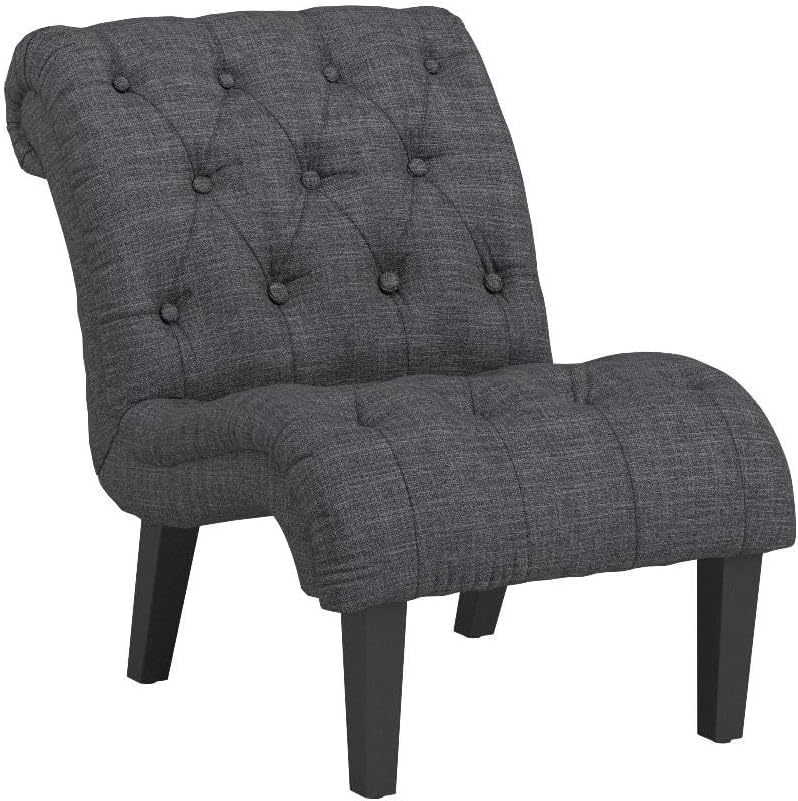 Yongqiang Upholstered Accent Chair for Bedroom Living Room Chairs Lounge Chair Armless Slipper Chair with Wood Legs Gray Fabric