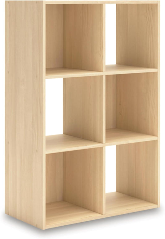 Signature Design by Ashley Piperton Contemporary 3-Tier Floor Standing 6 Cube Organizer for Living Room, Light Brown