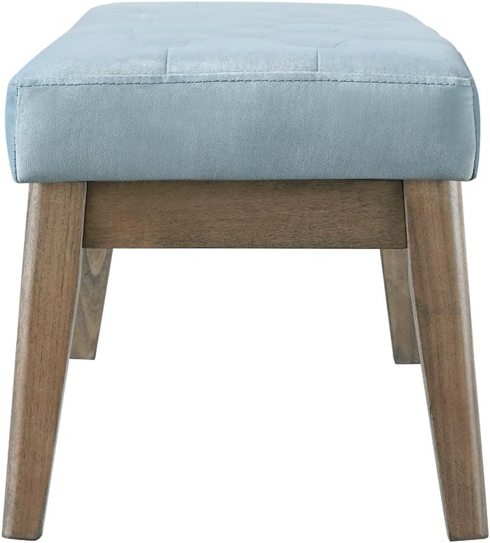 24KF Velvet Upholstered Buttons Tufted Entryway Bench with Solid Wood Leg,Bed Bench Ottoman with Padded Seat,5034-Seaglass