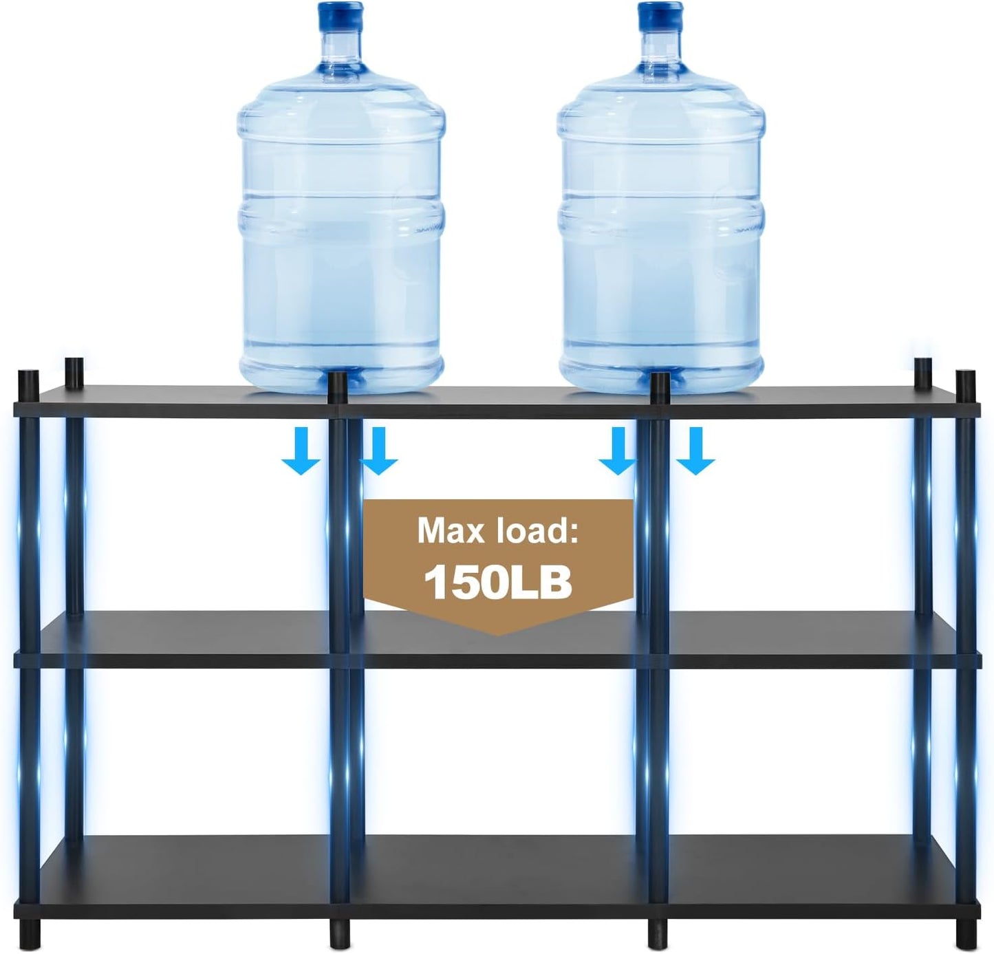 YGYQZ Short Book Shelf - 3 Tier Open Back Long Horizontal Wood Bookcase, 6 Cube Storage Shelf for Office Living Room Bedroom, Modern Black