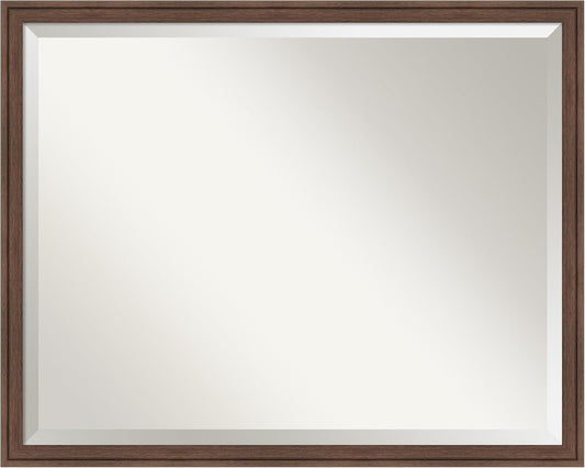 Amanti Art Brown Bathroom Mirror for Over Sink, 24x30 Florence Medium Brown Rectangle Vanity Mirror, Large Casual Frame, Hangs Horizonally and Vertically, Bathroom Wall Decor, Beveled Edge