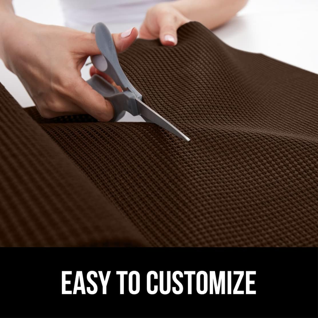 GORILLA GRIP powerGRIP Drawer Shelf and Cabinet Liner, Thick Strong Hold, Non-Adhesive Liners Protect Kitchen Cabinets and Cupboard, Bathroom Drawers, Easy Install, Breathable Mat, 20" x10', Chocolate