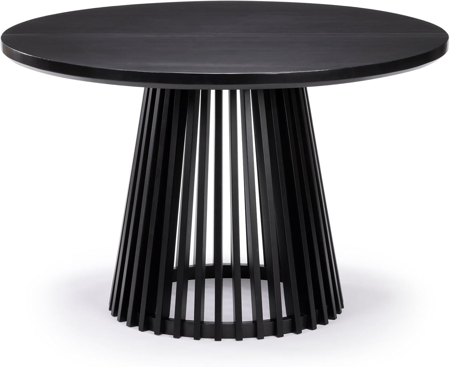 Plank+Beam Lido Round Dining Table, 47", Wooden, Pedestal, Minimalist Kitchen Table for 4 for Dining Room, Black