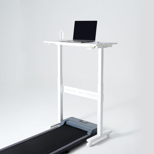 Non-Electric Auto-Lifting Standing Desk, No Knobs or Crank, Cordless, Rolling and Mobile, Great for Walking Pad, Adjustable Height 28.1'' to 43.3'', Desktop Size 31.5'' by 15.7'', Color White