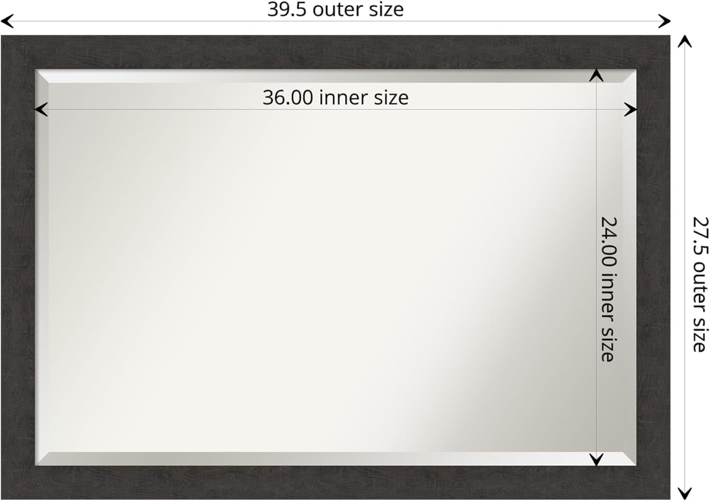 Amanti Art Brown Wall Mirror 28x40 Rustic Plank Espresso Narrow Rectangle Bathroom Mirror for Wall Decor Living Room, Large Rustic Farmhouse Frame, Hangs Horizonally and Vertically, Bathroom Decor