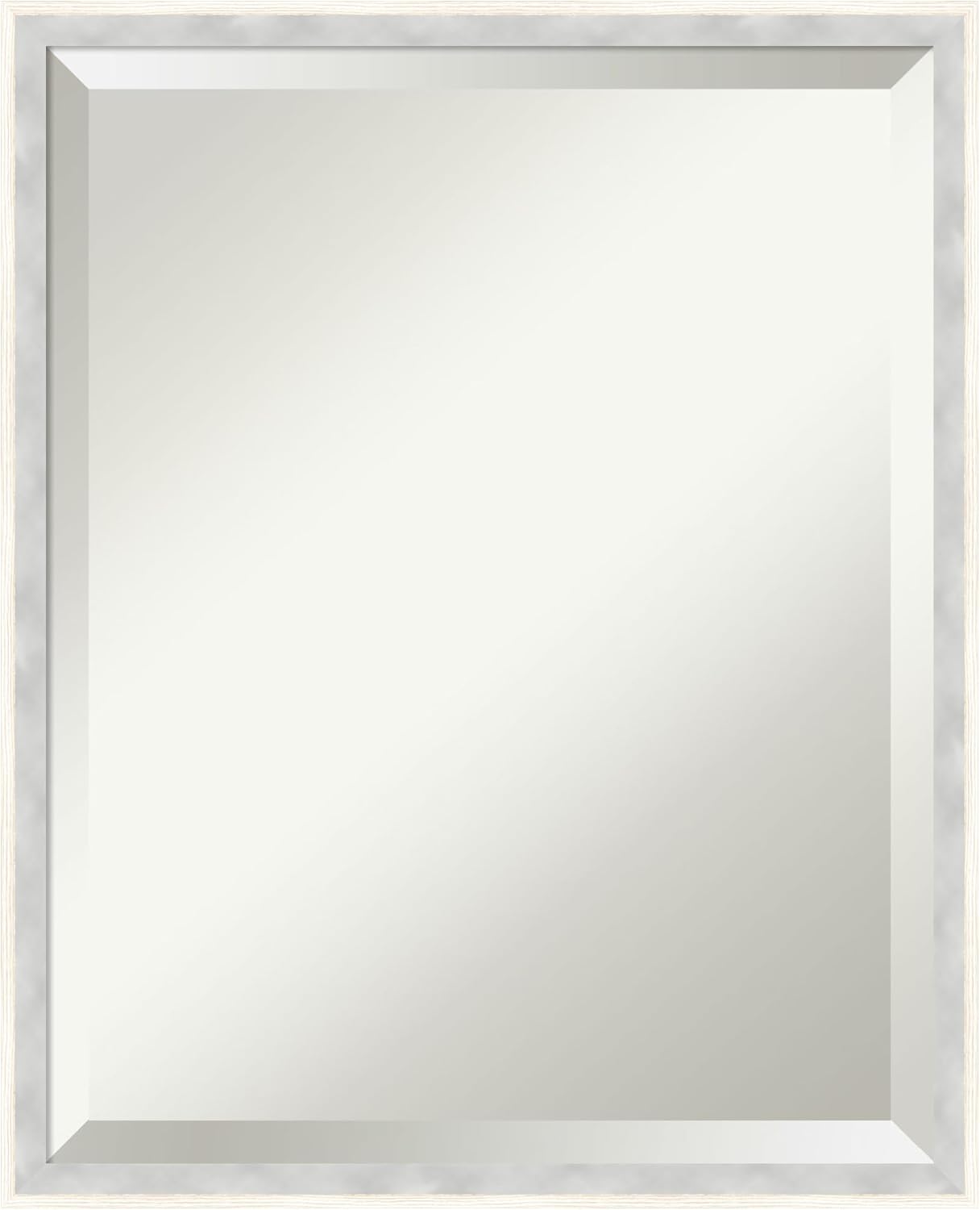 Amanti Art White Bathroom Mirror for Over Sink, 21x17 Paige White Silver Rectangle Vanity Mirror, Small Modern Contemporary Wood Frame, Hangs Horizonally and Vertically, Bathroom Wall Decor, Beveled