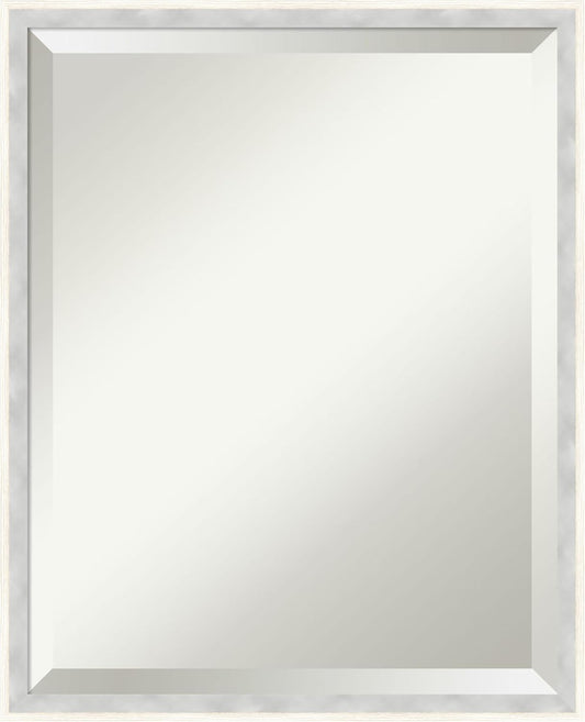 Amanti Art White Bathroom Mirror for Over Sink, 21x17 Paige White Silver Rectangle Vanity Mirror, Small Modern Contemporary Wood Frame, Hangs Horizonally and Vertically, Bathroom Wall Decor, Beveled