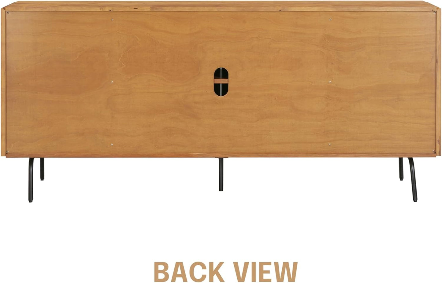 NTC Veil Modern Sideboard with 4 Doors, Buffet Cabinet with Vertical Groove Design and Metal Legs, Storage Cabinet for Living Room, and Hallway, Effortless Assembly, Teak Look