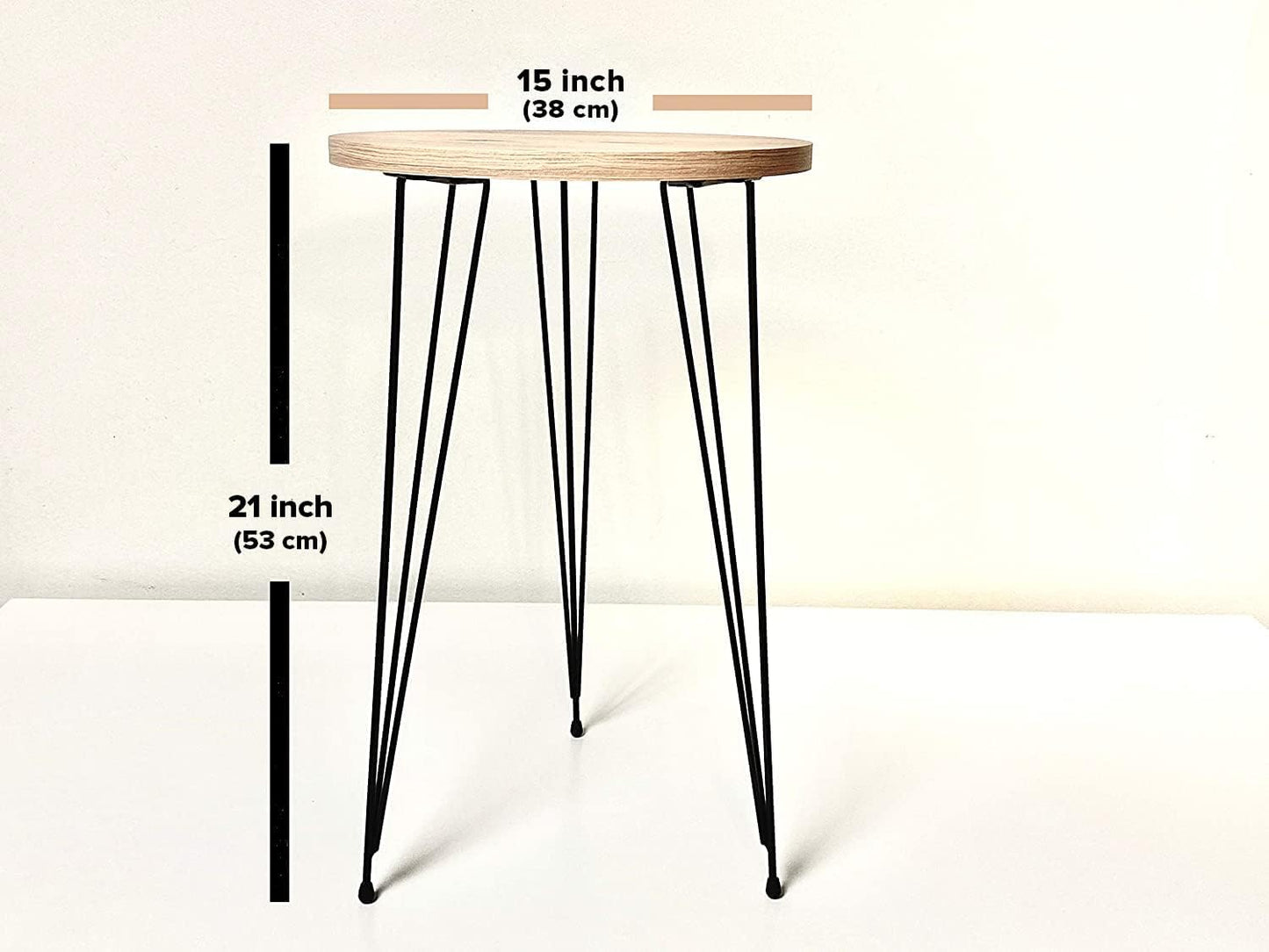 PAK HOME - Set of 2 Pine Wood Grey End Table – Round Wood Sofa Side Coffee Tables for Small Spaces, Nightstand Bedside Table for Bedroom, Living Room, Home Office, Balcony