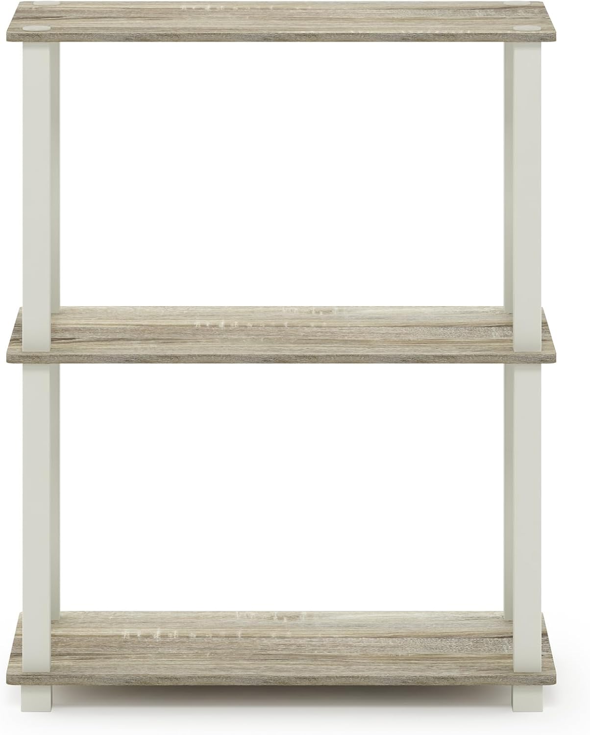 Furinno Turn-S-Tube 3-Tier Compact Multipurpose Shelf Display Rack with Square Tube, Sonoma Oak/White
