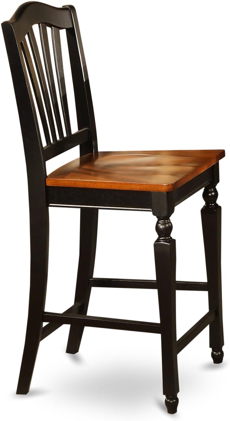 East West Furniture TRCH3-BLK-W 3 Piece Counter Height Dining Table Set Contains a Round Wooden Table and 2 Kitchen Dining Chairs, 42x42 Inch, Black & Cherry