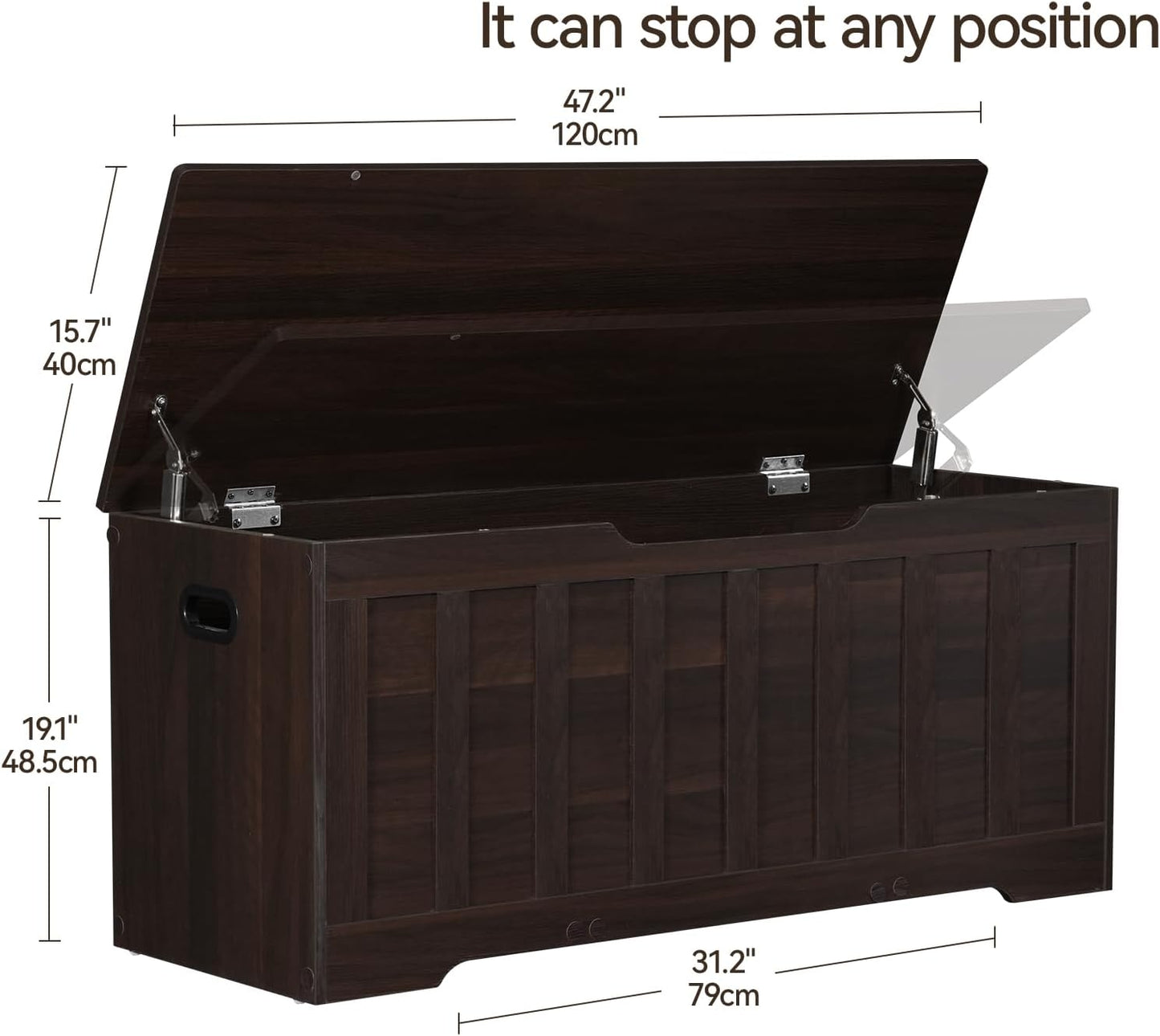 43.3" Storage Chest Extra Large,Storage Trunk with 2 Safety Hinges,Wooden Storage Bench,Shoe Bench,43.3x15.7x19.1 Inch,Easy Assembly,Storage Bench for Bedroom,Living Room,entryway(Espresso).