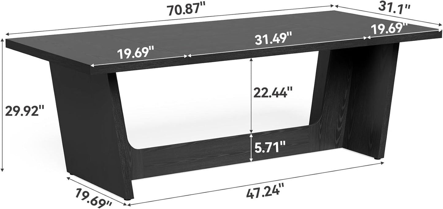 1Easylife 70.87 Inches Long Executive Desk, Black Wooden Computer Desk, Industrial Simple Study Writing Table, Large Workstation Business Furniture for Home Office