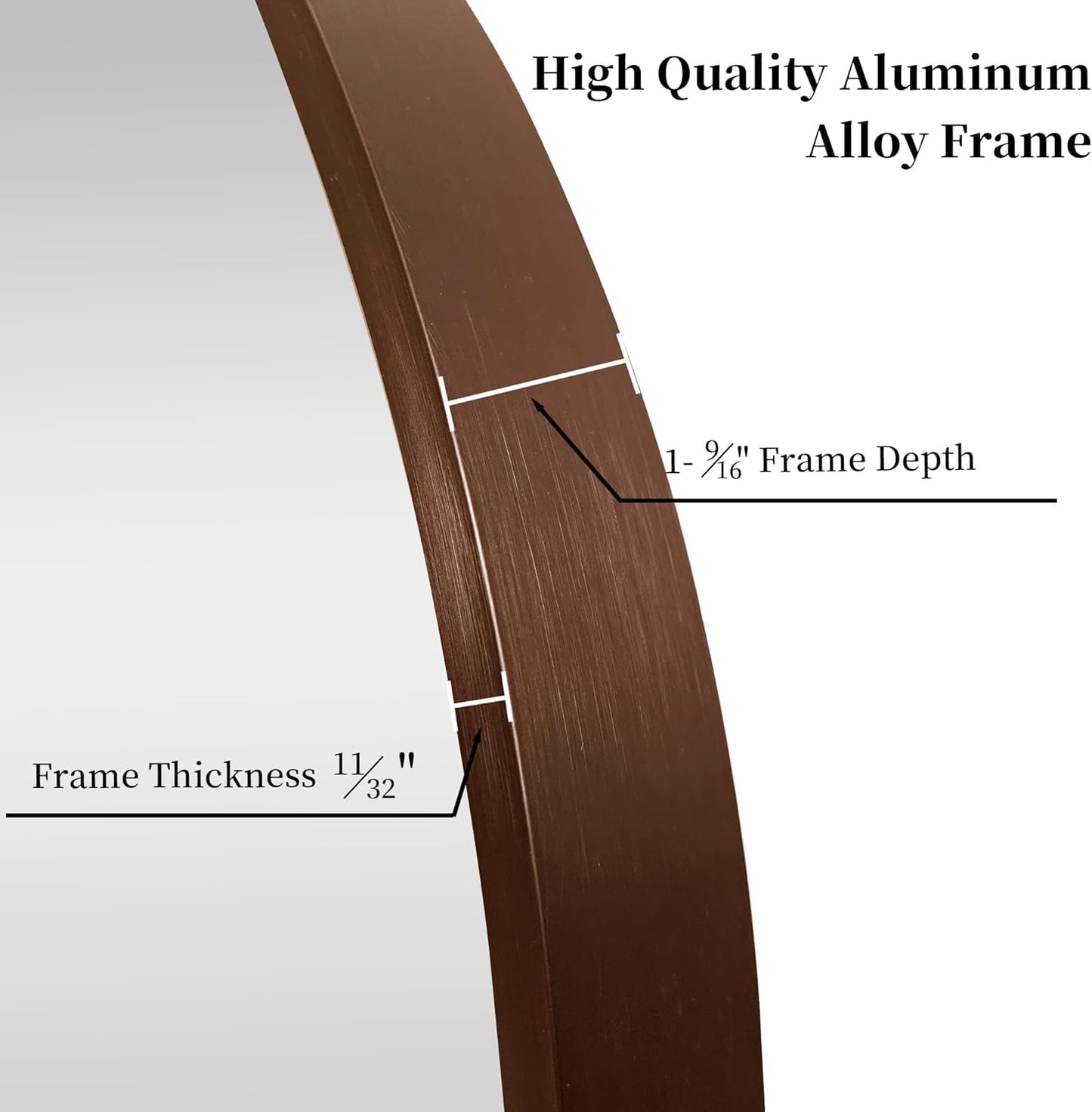 30 inch Circle Wall Mirror, Brushed Bronze Metal Framed Round Mirror for Bathroom Vanity, Bedroom Decor, Living Room, Entryway