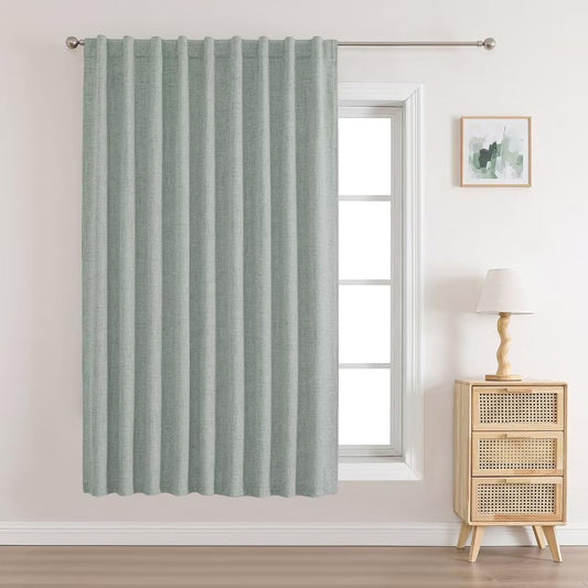 Joydeco Custom 100% Blackout Long Drapes for Bedroom Living Room Blackout Darkening Curtain Thermal Insulated Back tab Rod Pocket 1 Panel(Sage Green,Custom Size)