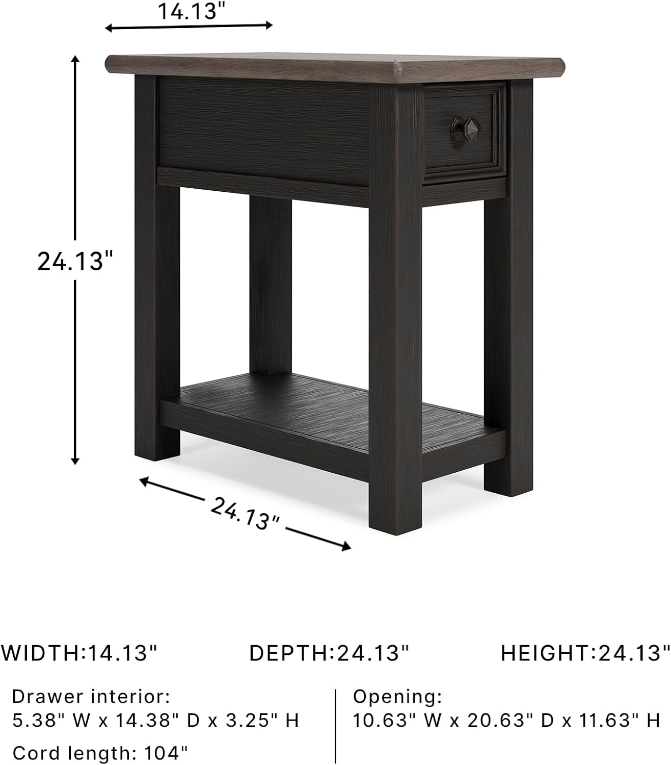 Signature Design by Ashley Tyler Creek Chair Side End Table, Light Brown & Whitewash