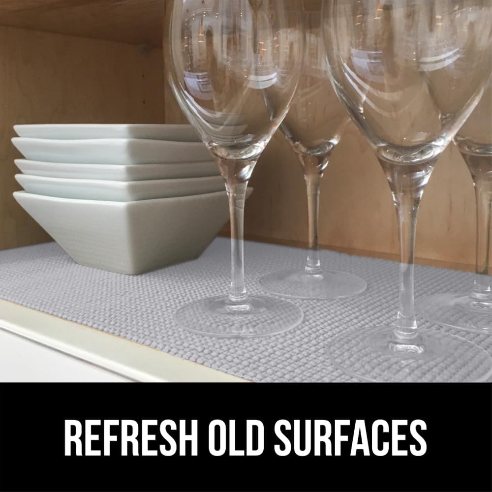GORILLA GRIP powerGRIP Drawer Shelf and Cabinet Liner, Thick Strong Hold, Non-Adhesive Liners Protect Kitchen Cabinets and Cupboard, Bathroom Drawers, Easy Install, Breathable Mat, 20" x30' Light Gray