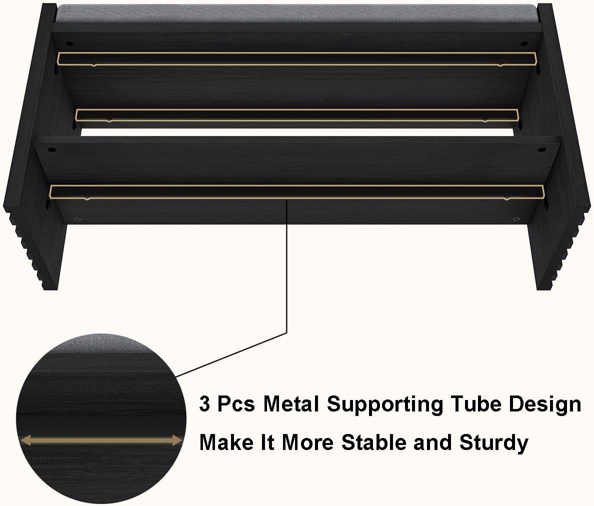 BON AUGURE Storage Bench, Entryway Bench with Shoes Storage, Wooden Benches with Seat Cushion, Shoe Rack Benches for Entry, Entrance, Front Door (Black Oak, 40 Inch Wide)