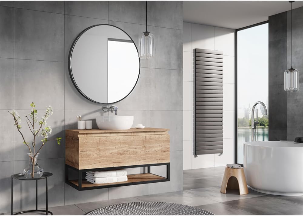 26inch Bathroom Round Mirror,Wall Mounted Vanity Mirror,Steel Frame,Black,Steel Frame