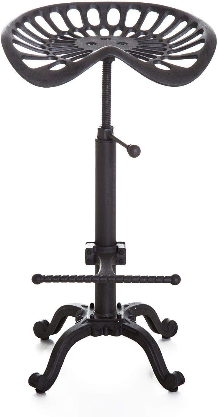Industrial Bar Stool-Swivel Tractor Seat-Kitchen Dining Counter Chair-Extra Pub Height- Adjustable 24.8-31"-Iron Cast Design