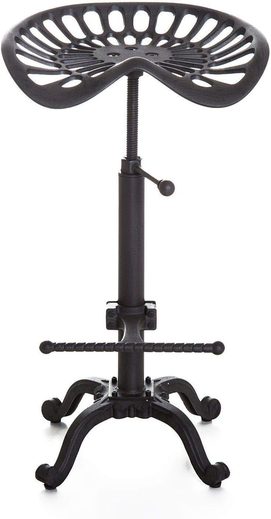 Industrial Bar Stool-Swivel Tractor Seat-Kitchen Dining Counter Chair-Extra Pub Height- Adjustable 24.8-31"-Iron Cast Design