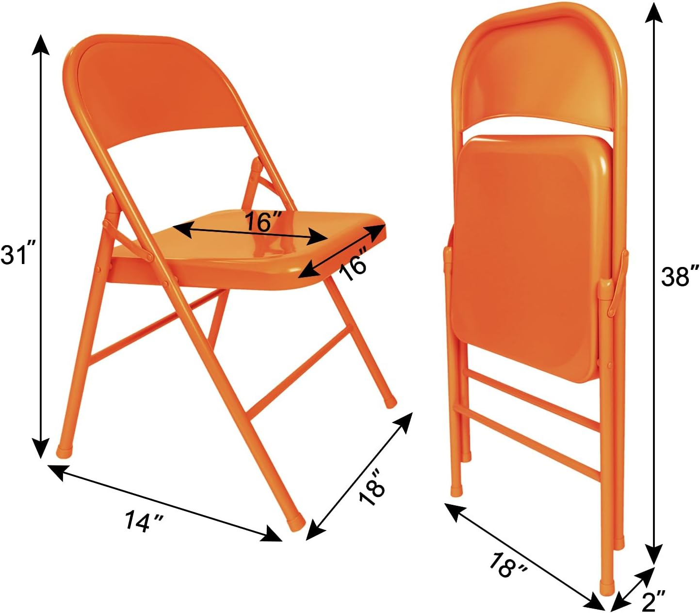 VECELO Metal Folding Chairs 4 Pack, Double Hinged Steel Frame Easy Foldable&Stackable for Office Kitchen Dinning Wedding Patio and Garden