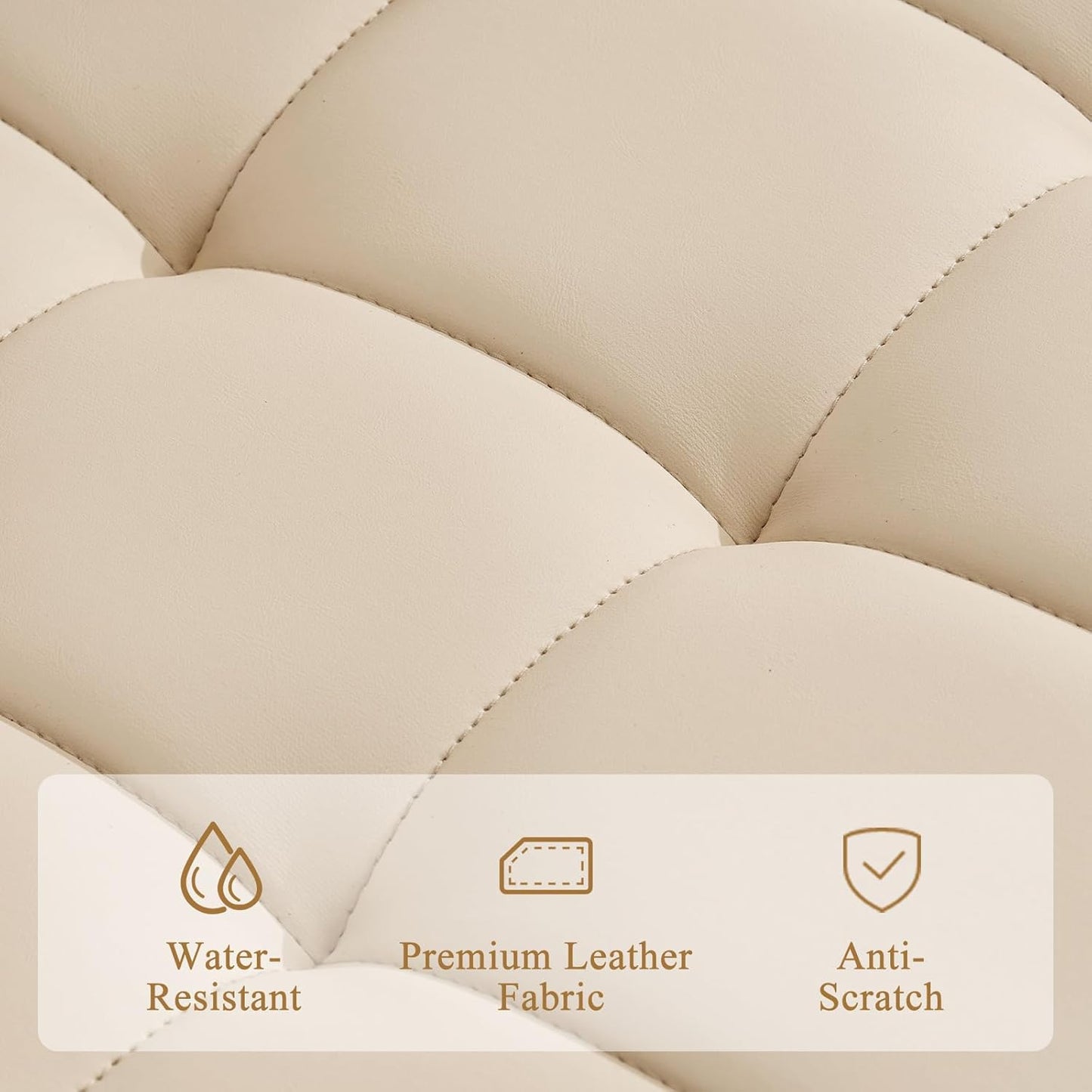 Furniliving Upholstered Bar Stools Set of 4, Faux Leather Swivel Bar Stools with Back, Adjustable Counter Height Barstools for Kitchen Island, Dining Space, Beige