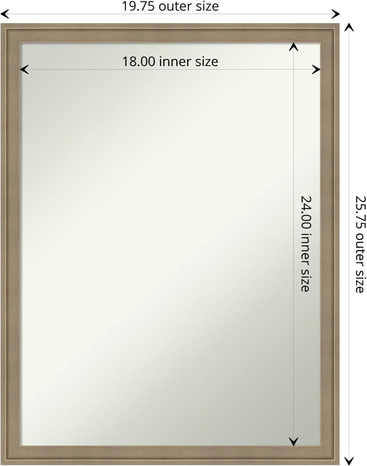 Amanti Art Grey Bathroom Mirror for Over Sink, 26x20 Florence Grey Rectangle Vanity Mirror, Medium Casual Frame, Hangs Horizonally and Vertically, Bathroom Wall Decor, Non-Beveled Edge from WI, USA