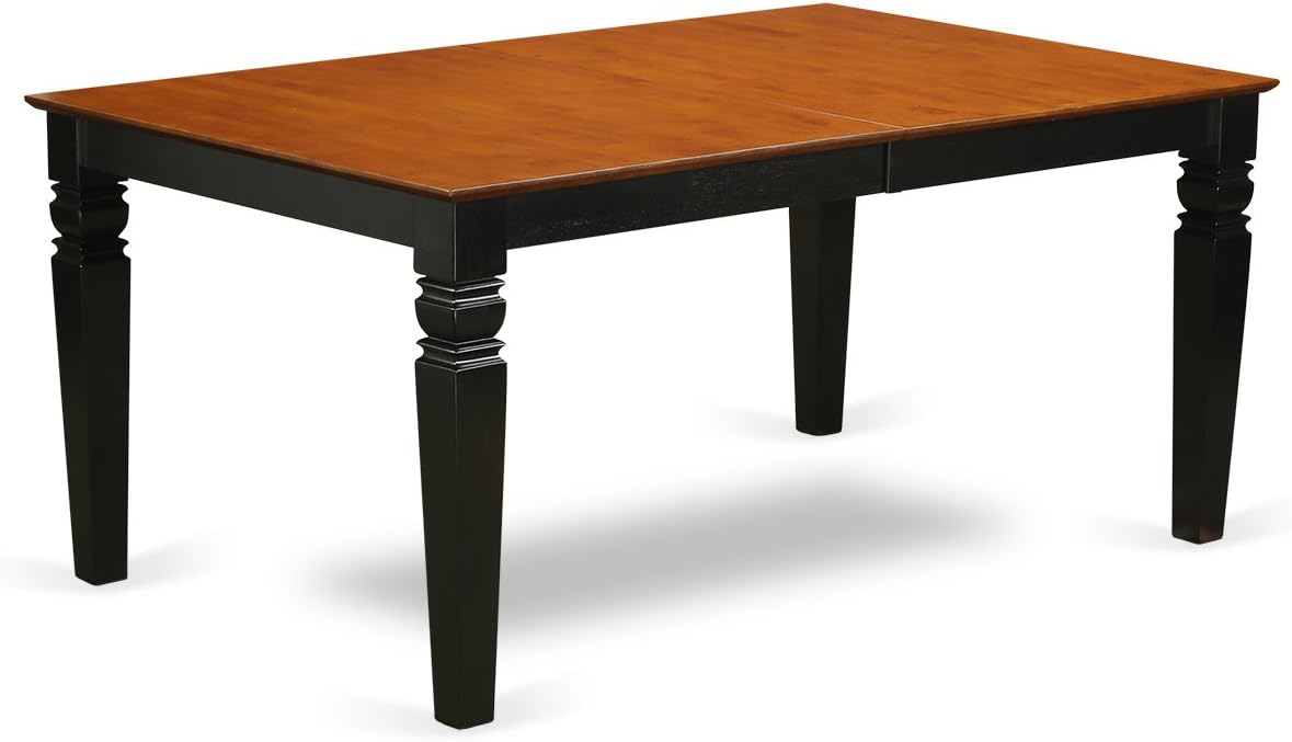 East West Furniture LGKE7-BCH-LC 7 Piece Dining Room Table Set Consist of a Rectangle Kitchen Table with Butterfly Leaf and 6 Faux Leather Upholstered Chairs, 42x84 Inch, Black & Cherry