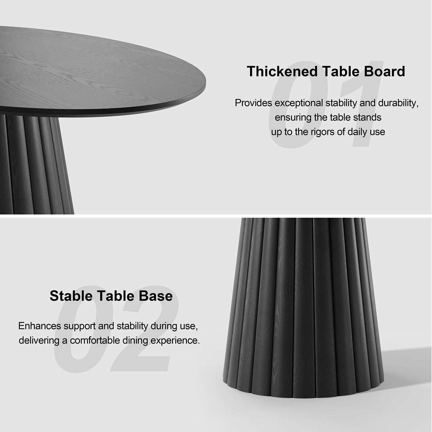 Casaphoria 67" Oval Dining Table, Modern Wood Kitchen Table with Cone Shaped Strip Convex Base for Living Room & Dining Room, Easy Assembly Farmhouse Furniture for 4-6, Black