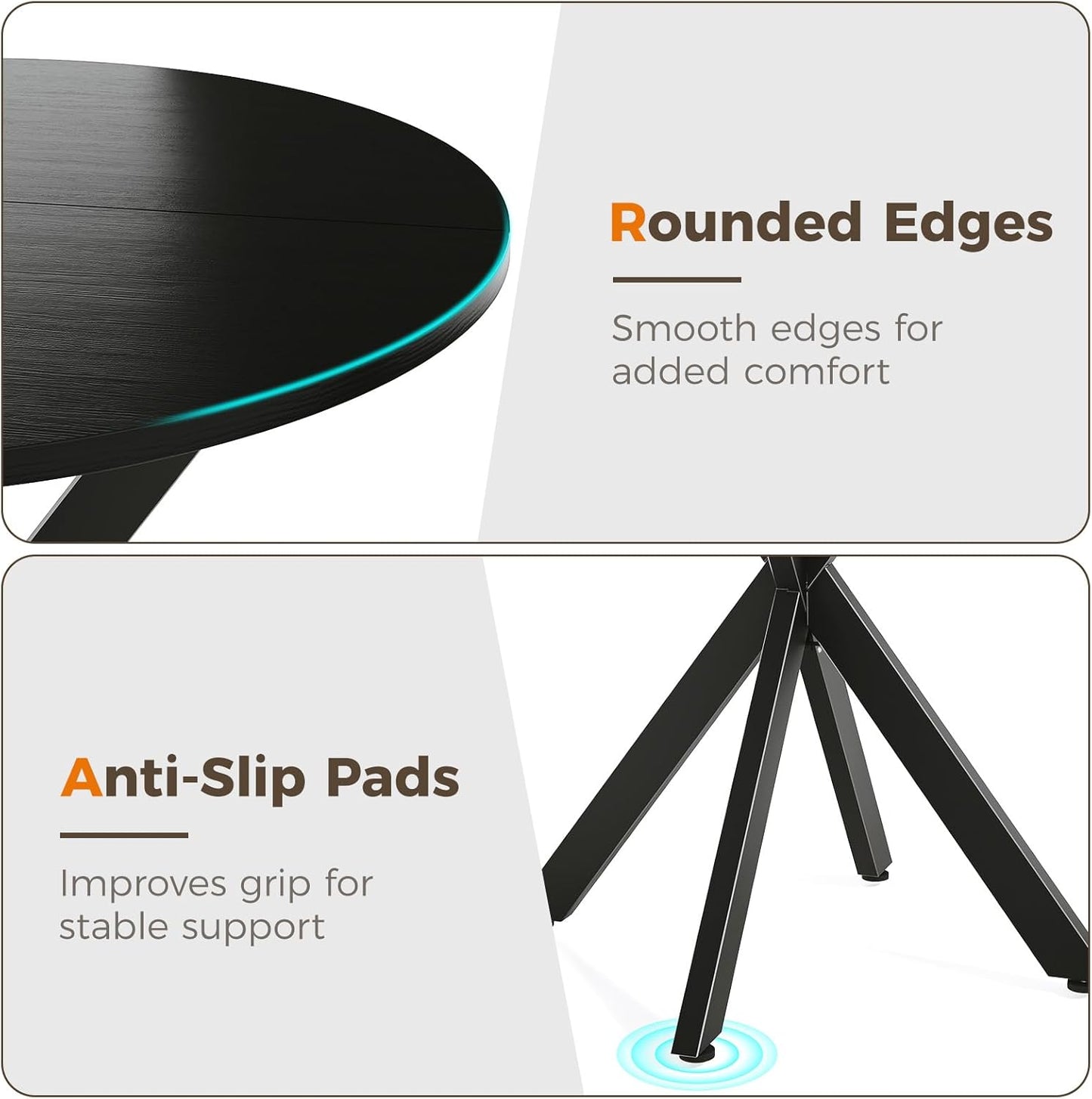 Unovivy 31.5" Black Small Round Dining Table for 2-4, Space Saving Circle Kitchen Dinner Table, Mid Century Modern Dining Room Desk for Kitchen, Apartment