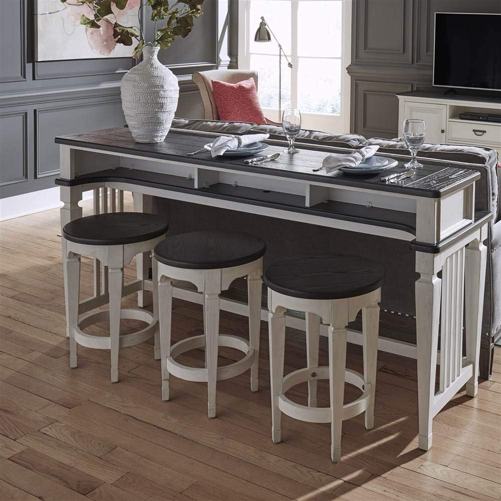 Liberty Furniture Industries Allyson Park Console Stool, White/Charcoal