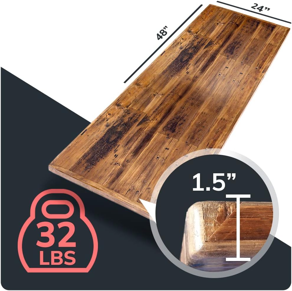 Reclaimed Wood Table Top - Rustic Recycled Wooden Piece Perfect for Signs, Counters, Kitchens, Dining and Coffee Table Tops (Straight Plank Table Top, 24" x 48")