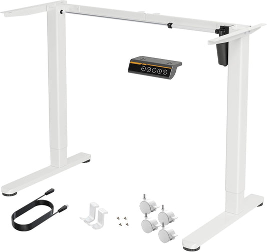Claiks Standing Desk Frame, Electric Stand Up Desk Legs Frame Workstation Up to 63",C-Shaped Adjustable Standing Computer Desk for Home and Office, (White Frame only)