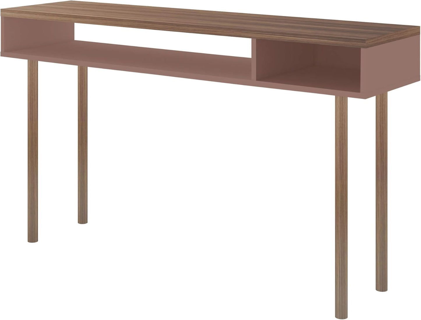 Manhattan Comfort Windsor Modern 2 Shelves Entryway Accent Console Table, 47.24", Ceramic Pink and Nature